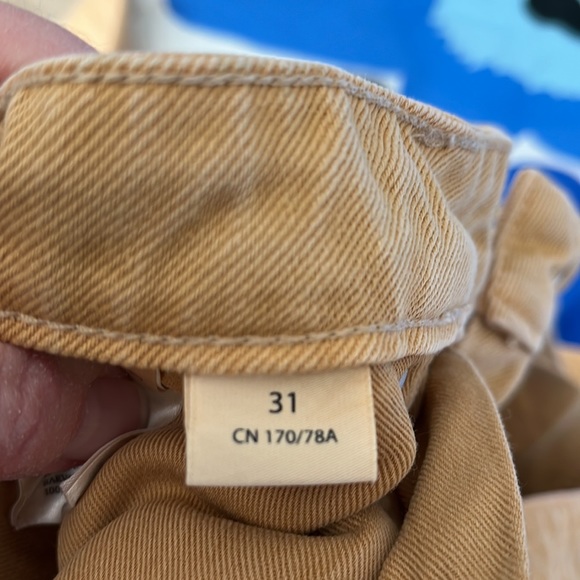 Monki EU brand jeans, women size 12, yellowish tan color, unfortunate st… - Picture 6 of 12